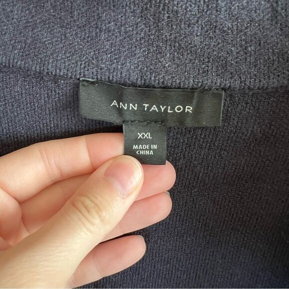 ✨ Ann Taylor Women’s Navy Blue Sweater Blazer XXL - Picture 3 of 11